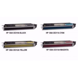 Conjunto de Toners Compatíveis HP CE310A / CE311A / CE312A / CE313A nº 126A