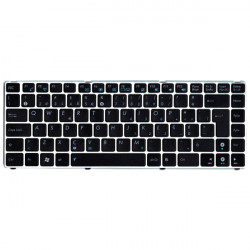 Teclado Asus UL20 VX6 EeePC 1201 EeePC 1215 Teclas Pretas c/Moldura Prata TGTASUS016