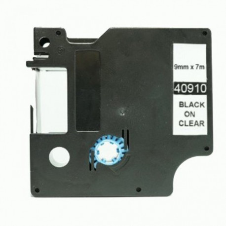 Fita Compatível Dymo D1 40910 - 9mm x 7 metros Preto/Transparente S0720670