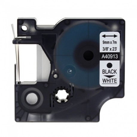 Fita Compatível Dymo D1 40913 - 9mm x 7 metros Preto/Branco S0720680