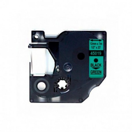 Fita Compatível Dymo D1 45019 - 12mm x 7 metros Preto/Verde S0720590