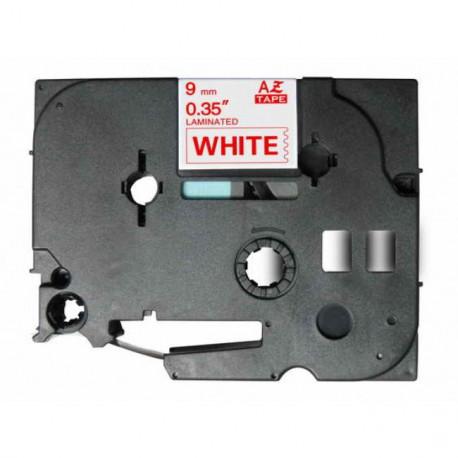 Fita Laminada Compatível Brother TZE-222 - 9mm x 8 metros Vermelho/Branco