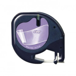 Fita Compatível Dymo LETRATAG 12267 - 12mm x 4 metros Preto/Transparente S0721530