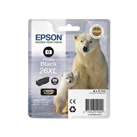 Tinteiro Original Epson T2631 (26XL) Preto photo - C13T26314012