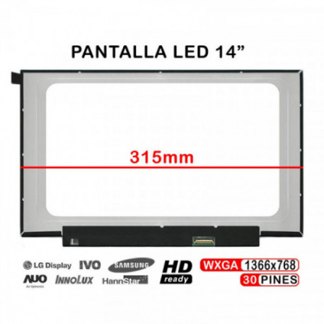 ECRÃ LED DE 14" PARA PORTATIL B140XTN07.2 B140XTN07.2 HW1A NT140WHM-N44 V8.0 315MM