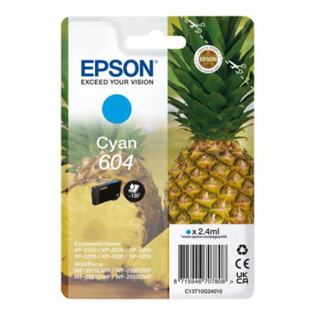 Tinteiro Epson 604 Azul Original Série Ananás C13T10G24010