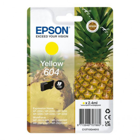 Tinteiro Epson 604 Amarelo Original Série Ananás C13T10G44010