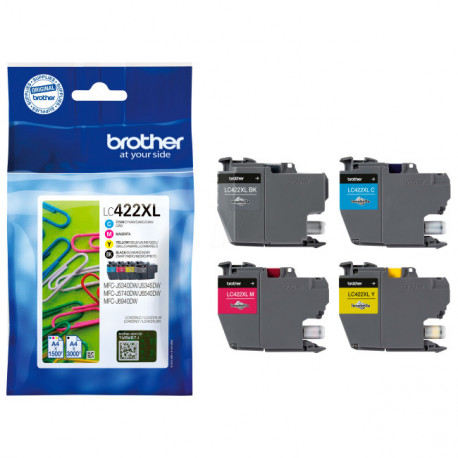 Conjunto 4 Tinteiros Brother Originais LC422 XL LC422XLVAL