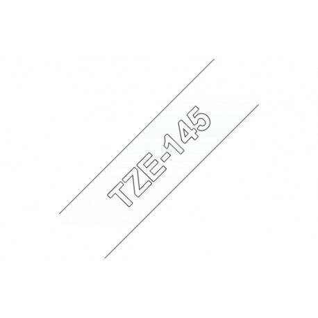 Fita Laminada Compatível Brother TZE-145 - 18mm x 8 metros Branco/Transparente