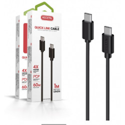 Cabo De Carregamento Rápido 60W Tipo C a Tipo C Máx.20V 3A (1M) Preto CU2106