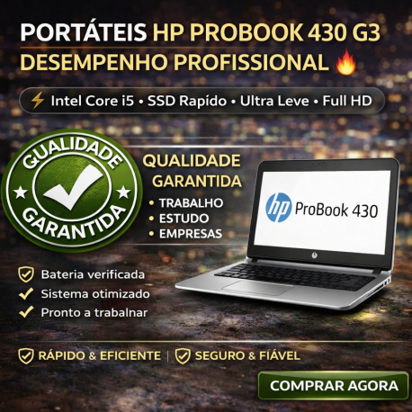 NB HP 430G3 13.3" I5-6200 8GB SSD 256GB W11 PRO GRADE A RECONDICIONADO