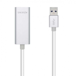 Adaptador Aisens USB 3.0 para Ethernet Gigabit 10/100/1000 Mbps - 15cm - Cor Prata