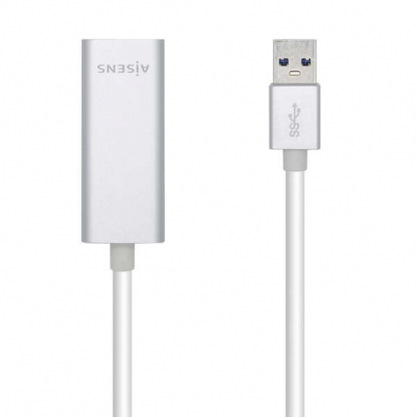 Adaptador Aisens USB 3.0 para Ethernet Gigabit 10/100/1000 Mbps - 15cm - Cor Prata