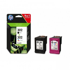 Pack 2 Tinteiros HP Originais 302 Preto/Tricolor ( X4D37AE)  